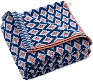 navy blue patterned bath towels